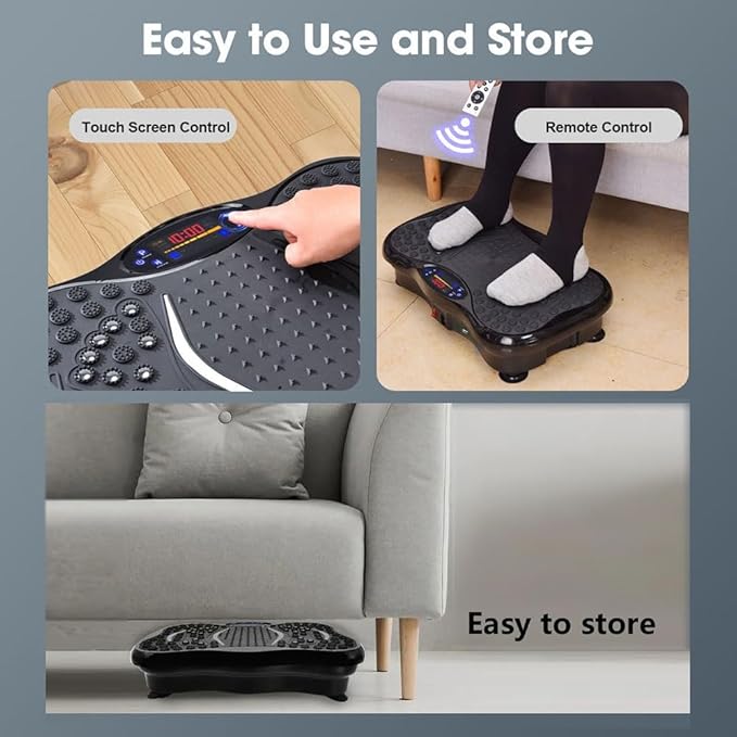 Vibration Plate Exercise Machine with Bluetooth Speaker, 120 Level Whole Body Vibration Platform for Home Fitness, Lymphatic Drainage Workout Board with Remote, LED Display & Resistance Band