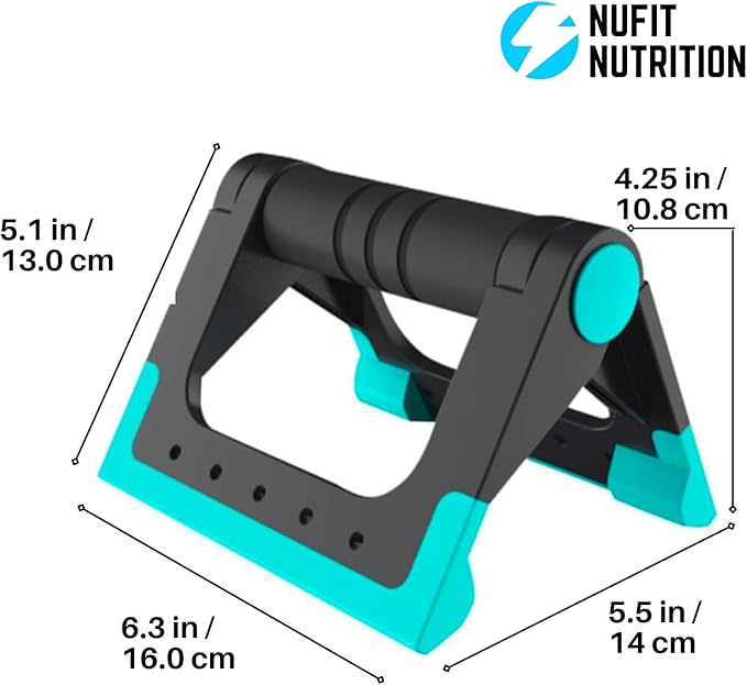 NuFit Portable Pushup Handles for Travel | Travel Push Up Bars for Hotel, Home Floor, and Gym Workouts, Ergonomic & Foldable Non-Slip Fitness Structure that Prevents Wrist & Elbow Strain