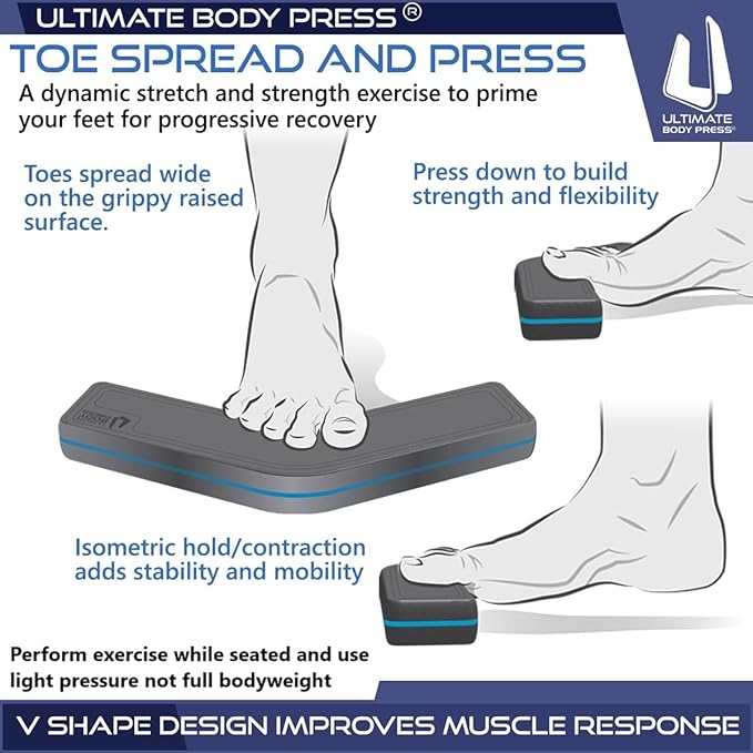 Plantar Fasciitis Relief & Toe Flexibility Exercise Block - Toe Yoga Step by Ultimate Body Press