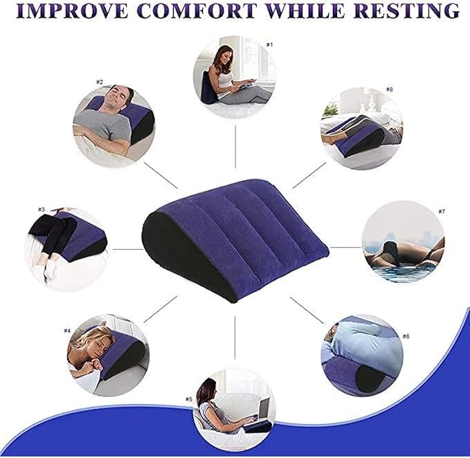 Inflatable Foam Body Pillow Sturdy Yoga Support Pillow, Wedge Pillow Yoga Mat Lumbar Stretcher, Improved Comfort Relief Knee and Back Pain Cushion - H