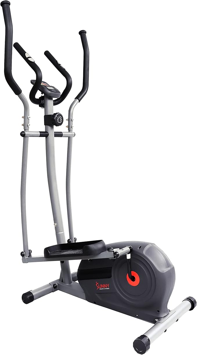 Sunny Health & Fitness Elliptical Exercise Machine, Silent Magnetic Fully Body Training with Pulse Rate Grips, LCD Performance Monitor Equipment for Home Gym, Adjustable Resistance SunnyFit App Access