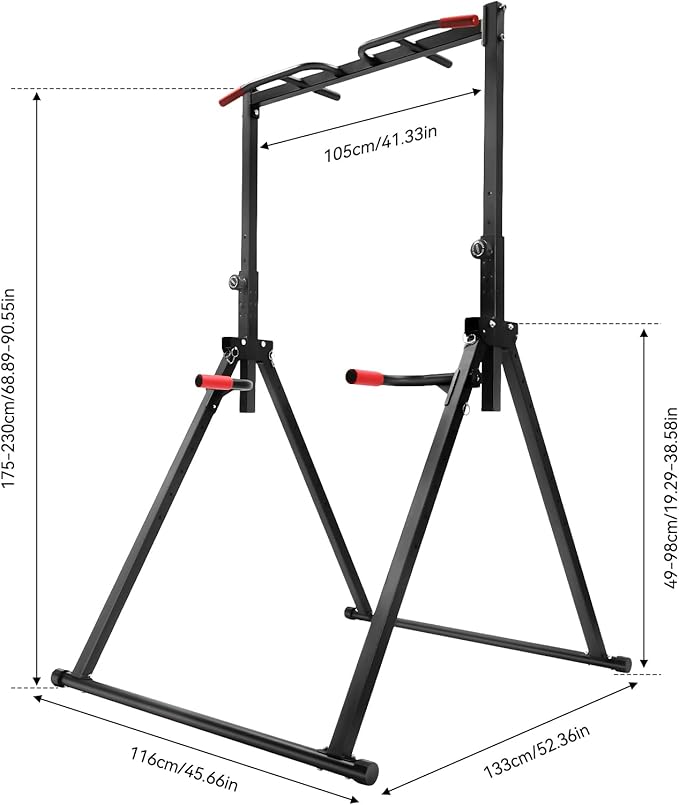 Pull Up Bar Free Standing,Foldable Pull Up Bar Power Tower Dip Station for Pull Ups, Dips & Push Ups, Upgraded Free Standing Pull Up Bar Station, Workout Equipment for Strength Training