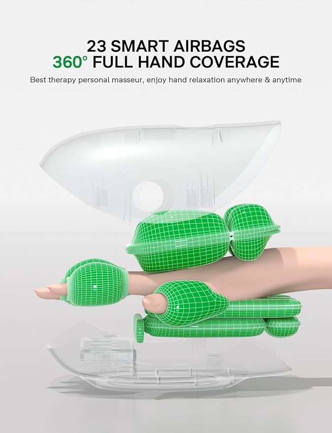 Medisana Hand Massager with Heat and Compression, Cordless Hand Massager for Arthritis and Carpal Tunnel Relief, Knuckle Stretching Massage, Birthday Christmas Gifts for Men Women Dad Mom-White