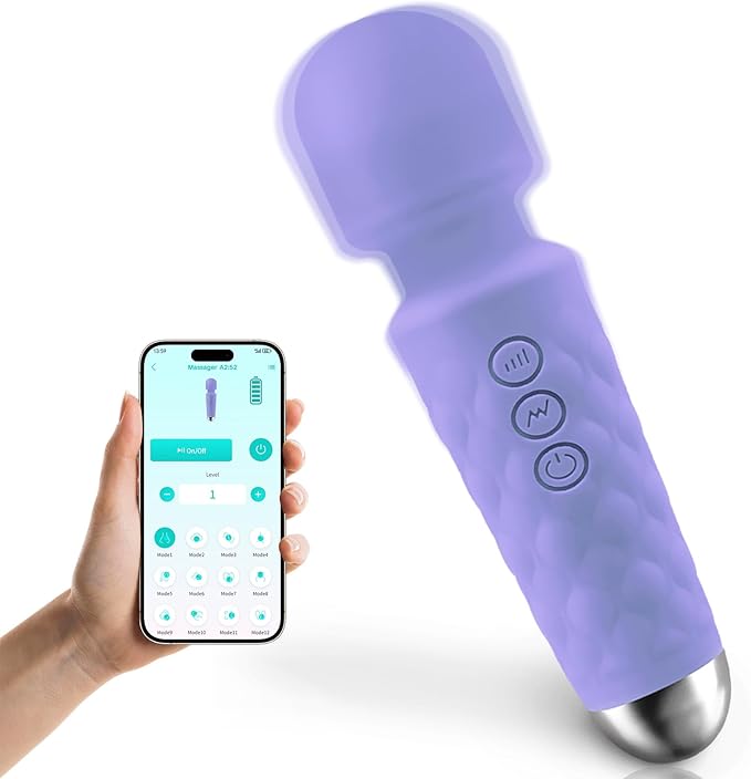 Travel Multi-Function Massager with APP—Compact and Lightweight with a Silicone Shell, Enjoy Neck, Shoulder, Leg, and Back Massages Anytime, Anywhere (Violet)