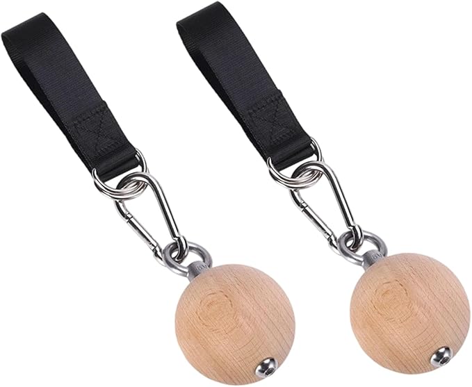 Professional Wood Pull Up Handle Hand Grip with Strap Power Balls Strengths Training Attachments Climbing Ball Grip Ball Arm Muscles Barbells