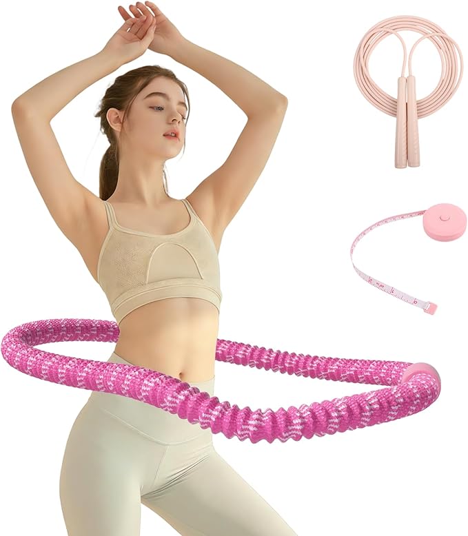 2.9 lbs Soft Fitness Infinity Hoop - Foldable Quiet Design, Gentle Fat Burning & Waist Toning, Skin-Irritation-Free, Ideal for Home/Travel/Postpartum Recovery