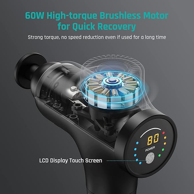 Mebak 3 Massage Gun, Massage Gun Deep Tissue for Athletes, Professional Muscle Percussion Massager, Massager for Shoulder Leg Back Body Pain Relief, Quiet Portable Sport Tool, Gifts for Him