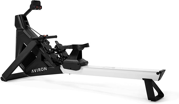 Aviron StrongGo Rowing Machine -Compatible with iPad—Dual Air & Magnetic Resistance Up to 100 lbs | Game-Based Workouts, Compact Storage Design