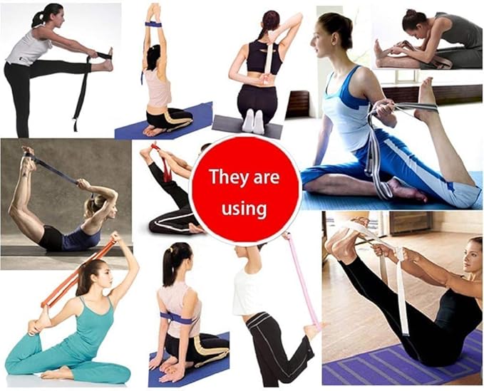 Cotton Exercise Yoga stretch Strap - Sturdy Flexibility Tensile Belt Adjustable Metal D-Ring Buckle, Hold Poses for Daily Stretching, Pilates, General Fitness, and Physical Therapy