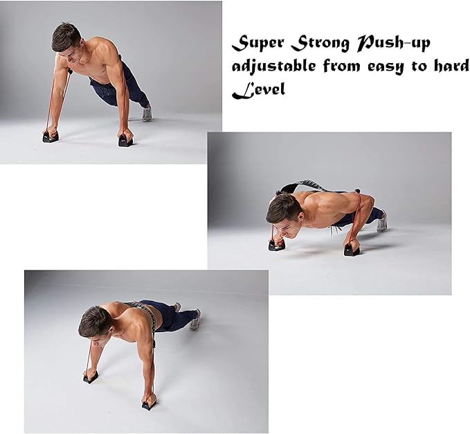metaball Stable Push Up Bars Resistance Band Power Push Up Plus with 24 Resistance Levels Training Back, Shoulder, Chest and Arm Muscles Equipment