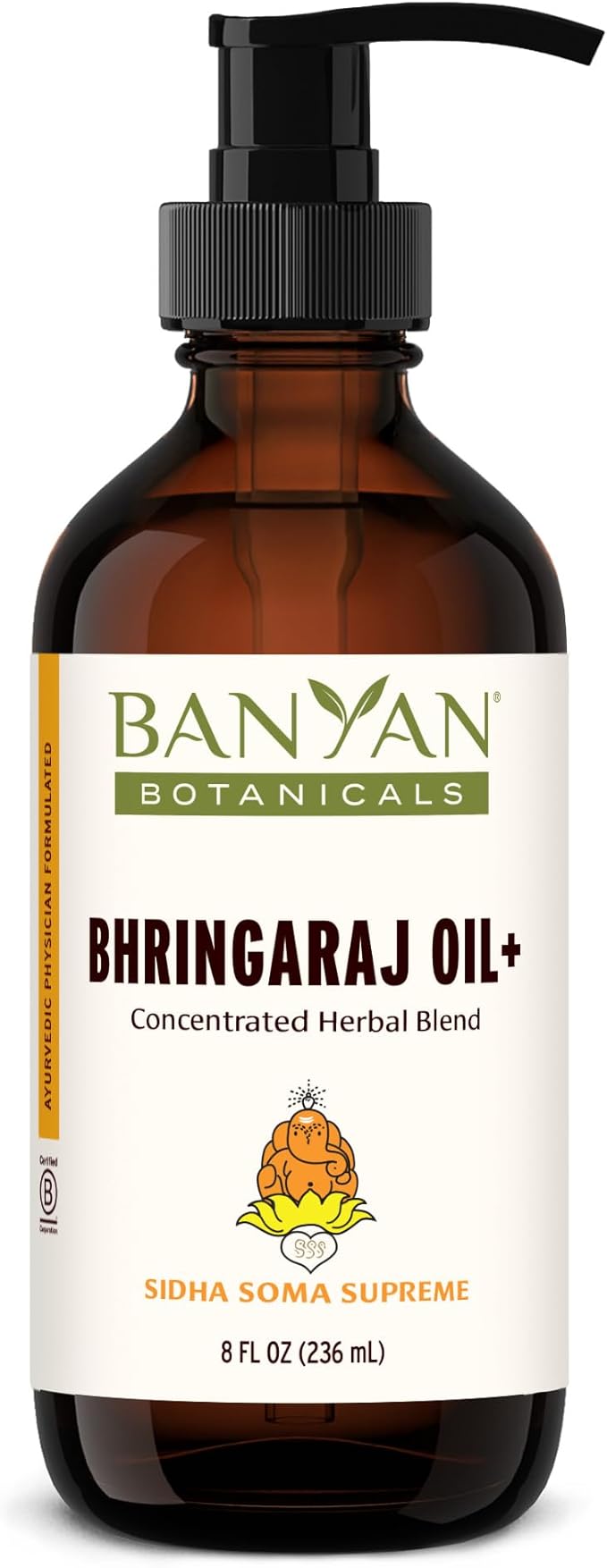 Banyan Botanicals Bhringaraj Oil+ – Organic Herbal Oil with Bhringaraj, Gotu Kola, and Rose – for Organic Skin Care and Hair Care – 8 oz – Non-GMO Sustainably Sourced Physician-Formulated