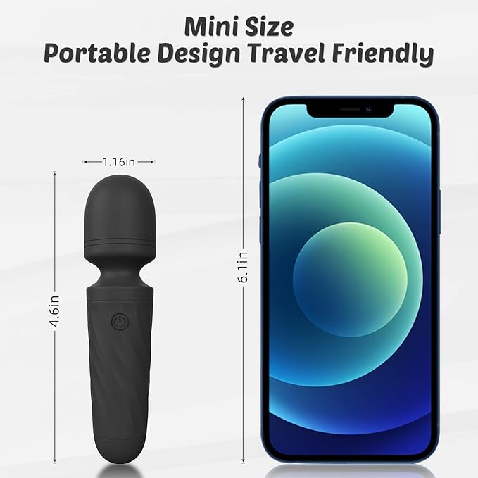 Handheld Personal Mini Massager Tool– Waterproof, USB Rechargeable, 10 Vibration - Perfect on Back Legs Hand Pains and Sports Recovery(Black)