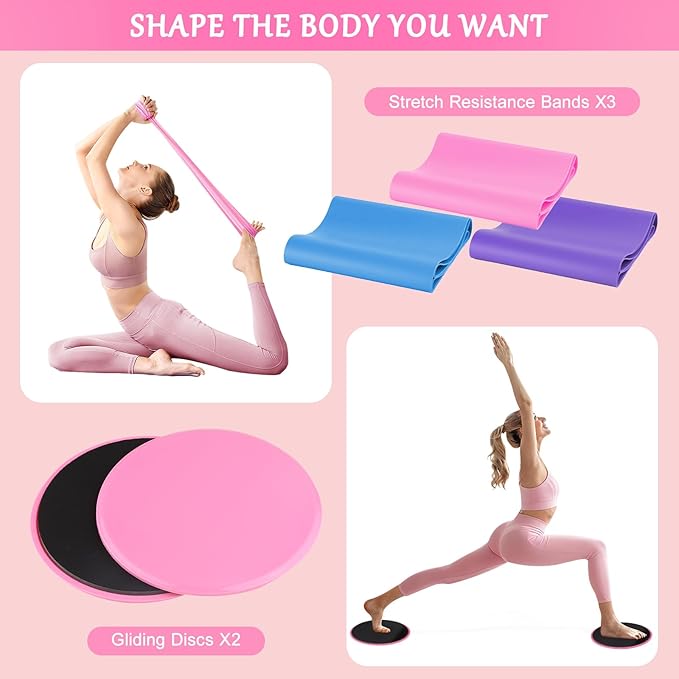 Home Pilates Kit for Women, Pilates Ring Set, Pilates Equipment Kit for Women Home Workouts, Pilates Essentials Kit with Pilates Ring and Ball, Resistance Bands for Strength, Toning, Flexibility