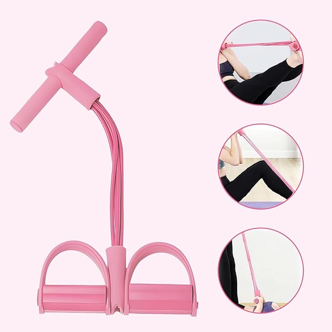 Fashion Puller Exercise,4-Tube Home Workout Pedal Resistance Bands with Handles,Manual Tension Pedal Elastic Band,Multifunction Elastic Yoga ResistanceBand,Pedal Ankle Puller Foot StretchingBand