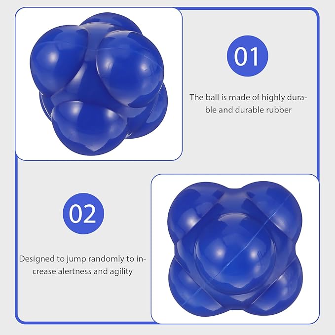 Agile Training Ball Hexagonal Silicone Reflex Reaction Ball 68mm Large Blue for Indoor Fitness Speed Goalkeeper Training