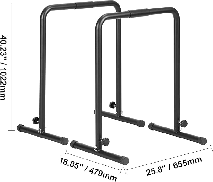 Happybuy Dip Bars, 440 lbs Capacity, Heavy-Duty Adjustable Height Dip Stand for Fitness Workouts, Stabilizer Parallette Push-Up Stand, Parallel Bars for Strength Training at Home Gym