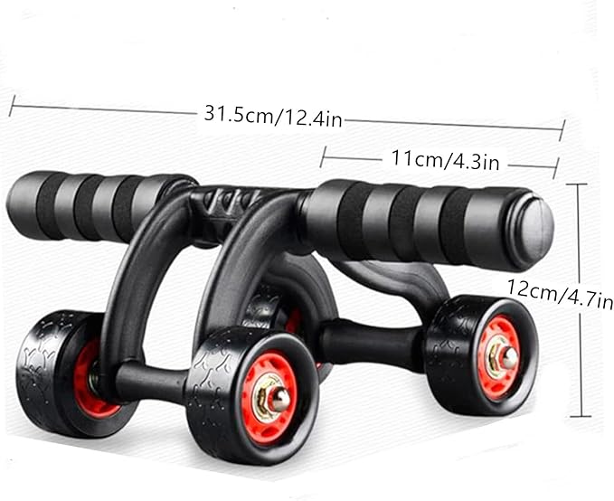 4-Wheel Ab Roller Abdominal Exercise Roller for Six Pack Abs, Core Workout Trainer, Stomach Exercises with Knee Mat, Sport Fitness for Men and Women
