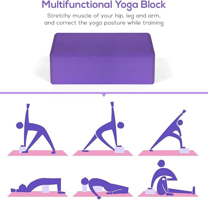 Yoga Wheel Cotton Stretching Strap Set Stability Blocks Pilates Exercise Pack for Beginners (Purple)