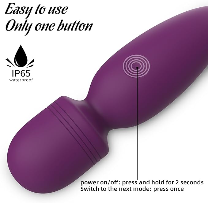 Mini Massager Tools,Small Waterproof Cordless Handheld Massager with 10 Vibration Modes, Personal Handheld Massager for Back（Purple）