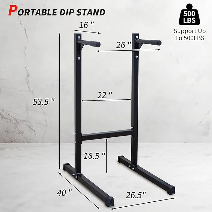 Adjustable Height Dip Bar Station, Heavy Duty Dip Station for Home Gym,Multi-function Dip Station Pull Up Bar Full Body Strength Training Workout Fitness Equipment for Tricep Dips
