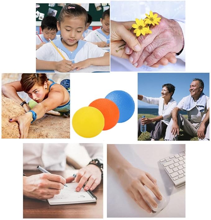 3 Resistance Levels Hand Exercise Balls, Stress Balls for Adults, Squeeze Balls for Physical Therapy, Hand Grip Strength Trainer Hand Squeezers for Strength, Wrist Forearm Finger Exerciser