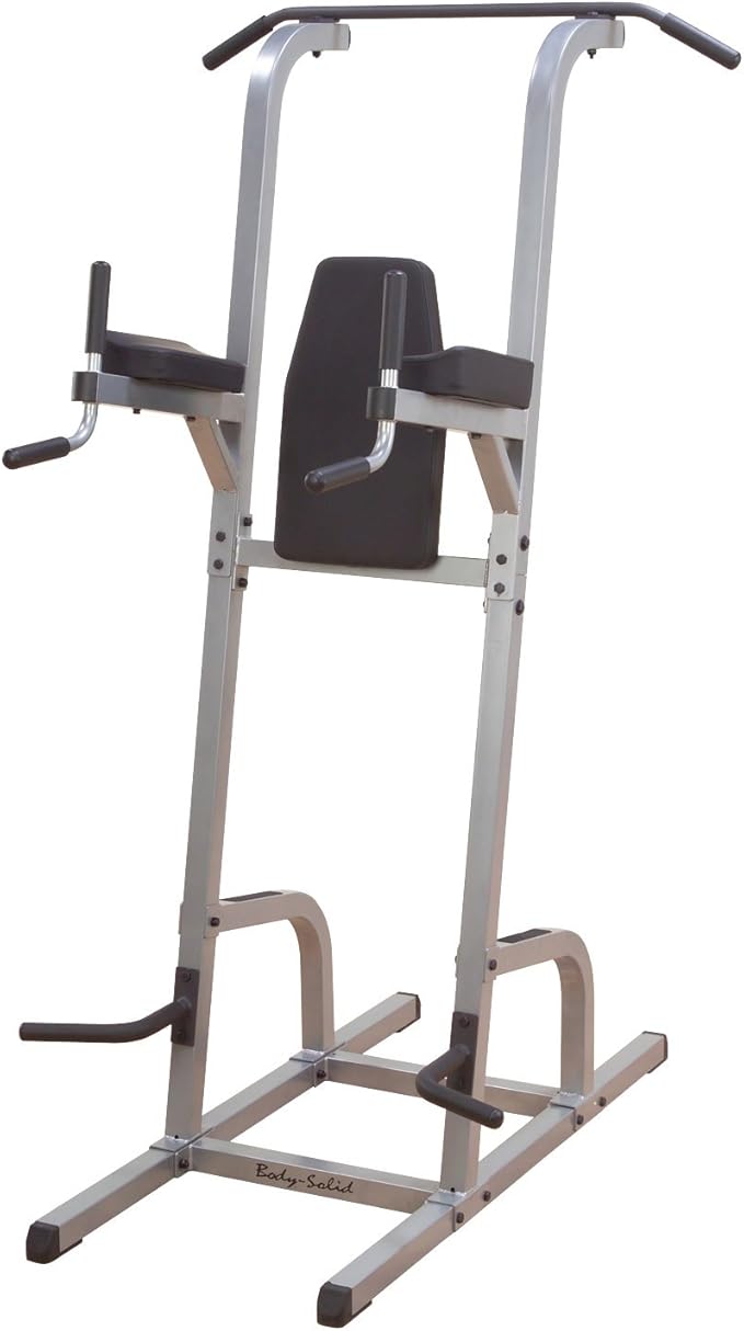 Body-Solid GVKR82 Multi-Function Power Tower With Vertical Knee Raise, Dip Station, Push-Up station, and Pull-Up Station Featuring A Narrow and Wide Grip