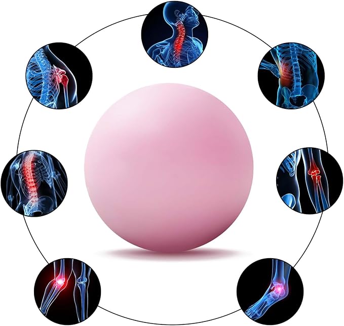 WOVTE Massage Lacrosse Ball for Sore Muscles, Shoulders, Neck, Back, Foot, Body, Deep Tissue, Trigger Point, Muscle Knots, Yoga and Myofascial Release (Pink)