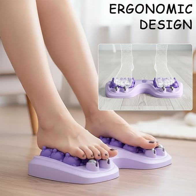 Portable Double Foot Massage Roller, 2025 New Dual Foot Massage Roller for Relieve Pain from Plantar Fasciitis, Portable Feet Massager Tool for Home Office Use (Purple)