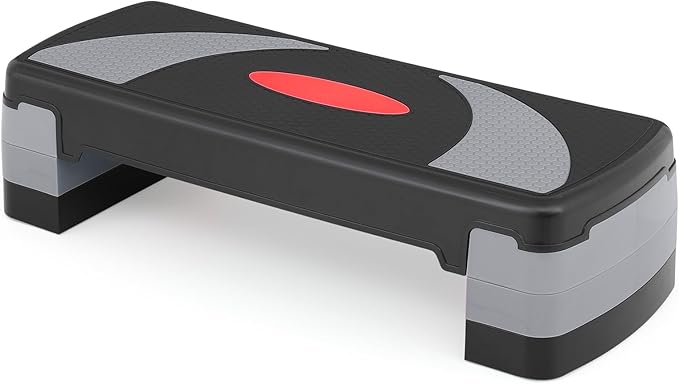 Aerobics Stepper Platform for Exercise Adjustable Compact Workout Step for Cardio, Core and Strength Training