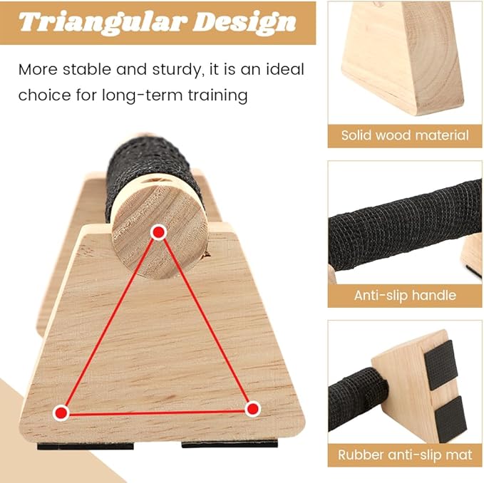 Wooden Push Up Bars, Parallettes Bars for Calisthenics, Wood Calisthenics Equipment for Handstand Training, Push Up Handles for Floor Exercise Home Workout for Men Women