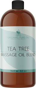 Tea Tree Massage Oil Blend - Natural, Non-GMO, Tea Tree Essential Oil Mix of Jojoba, Argan, Grapeseed & More - 32 oz Bulk - Soothing, Deep Tissue, Muscles, Sensual Relaxation