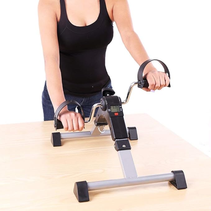 Foldable Under Desk Exercise Bike Portable Arm and Leg Pedal Exerciser