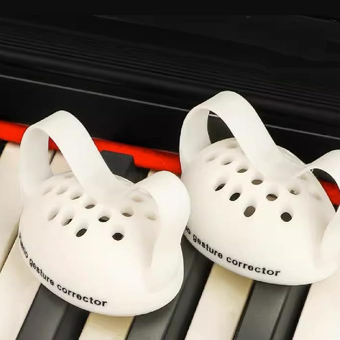 Piano Finger Trainer Ball Hand Corrector Finger Exercisers Posture Correction Tool Round Shape Semi Sphere Silicone Finger Training Ball for Beginners 2Pcs（White）
