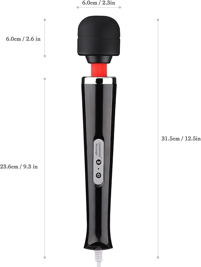 CHARMING Wired Powerful Handheld Massager with Strong 10 Vibrations Back Massage, Personal Therapy Massager for Sports Recovery, Muscle Aches, Full Body Pain (Black)