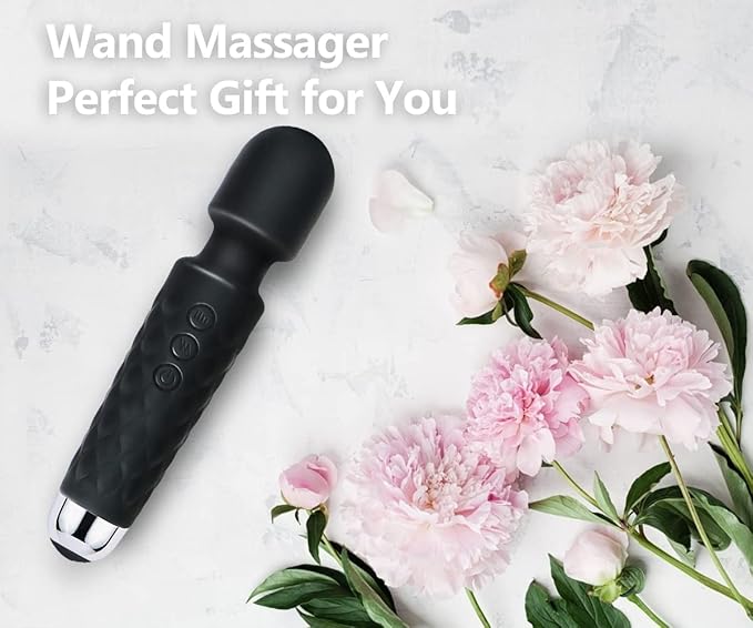 Power Wand Massager, Wireless Waterproof USB Rechargeable Massage with 8 Powerful Speeds 20 Modes Vibration,Mini Frequency for Muscle Aches & Sports Recovery
