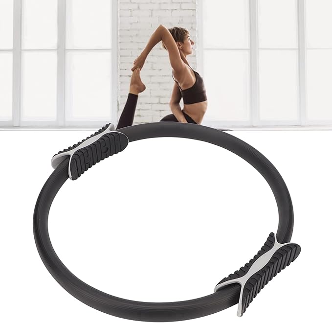 KIMISS Pilates Ring - Fitness Resistance Exercise Circle with Nonslip, Foam Padded Handle for Thigh Workout and Body Strengthening (Black), KIMISSgixf7eyuhq-11