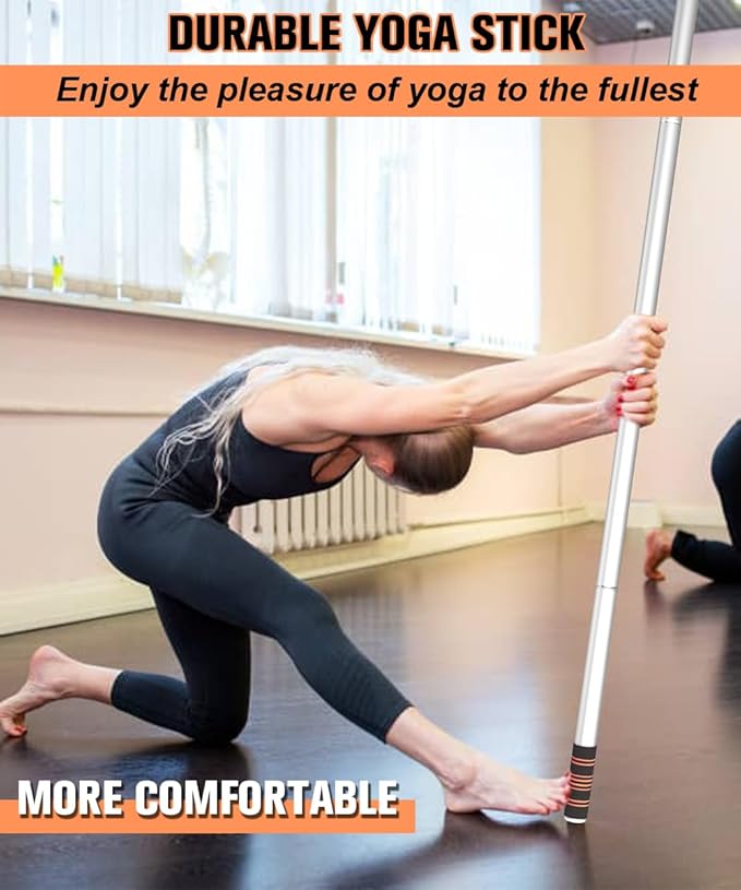 5ft Yoga Stick – Heavy-Duty Steel Adjustable Stretching Bar for Mobility, Flexibility & Balance. Multi-Functional Fitness Pole with 4 Steel Rods & Comfort Foam Grips