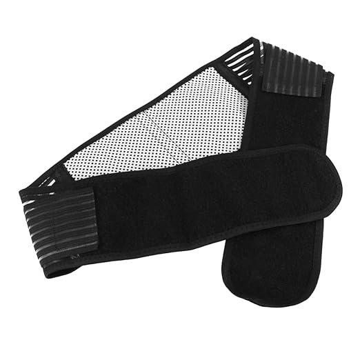 Mobestech 2pcs Portable Adjustable Magnetic Therapy Back Support Belt Self-heating Lumbar Brace for Lower Back Unstretched Fits Waist Breathable Black Design