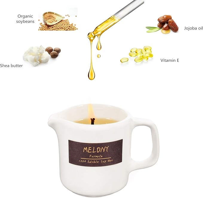 MELONY Soy Massage Oil Candle | Coconut | Low Temp | 2.82 OZ / 80G | Perfect Intensive Skin Treatment Candle | Nourishing with Almond Oil, Shea Butter & Cocoa Butter | Massage & Moisturise