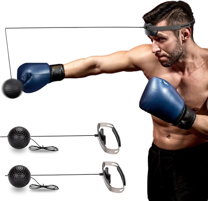 Hikeen Boxing Reflex Ball MMA Boxing Equipment 2 Difficulty Levels Adjustable for Adults and Kids Agility Training Punching Speed and Hand Eye Coordination Training