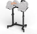 Uboway Adjustable Dumbbell Stand- Dumbbell Rack with 4 Level Height Adjustment, Weight Stand for Dumbbells with Tablet Holder and Wheels, Hand Weight Rack for Adjustable Dumbbell Set, Home Gym Fitness（Bonus Foot Pads）