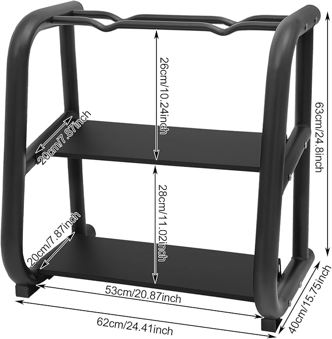 3-Tier Dumbbell Rack Metal Weight Storage Stand Holder Barbell Storage Racks for Dumbbells, Kettlebells, Multilevel Free Weight Organizer Stand for Home Gym