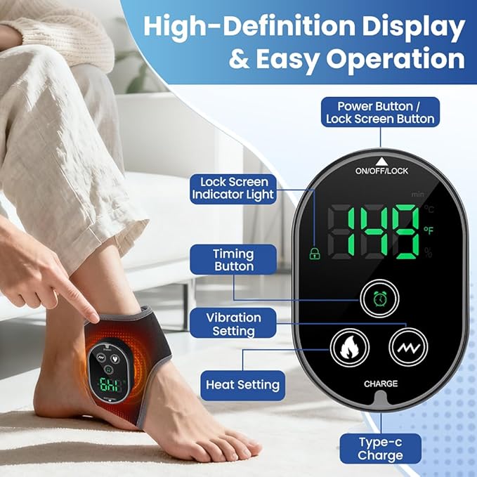 Foot Massager for Pain Relief, Ankle Massager with Heat, Ankle Heating Pad Heated Wrap Brace for Pain Foot Renew, Foot Warmer Gift