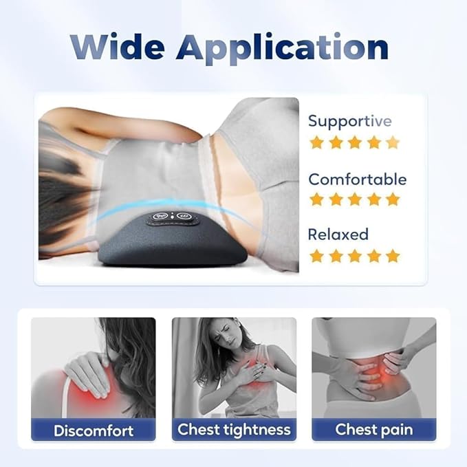 Smooth Triple Fusion Back Massager,3 in 1 Back Massagerr,Electric Lumbar Support Pillow Heat Vibration Massage Lower Back Spine Decompression Device(B)