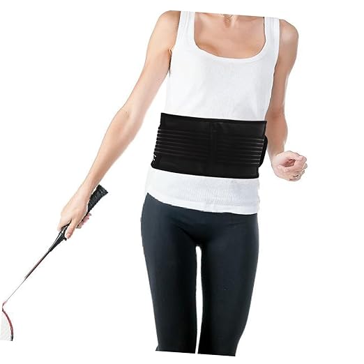 3pcs Portable Adjustable Self-heating Magnetic Therapy Back Support Belt Xl Breathable Lumbar Brace Double Pull Straps for Lower Back Black