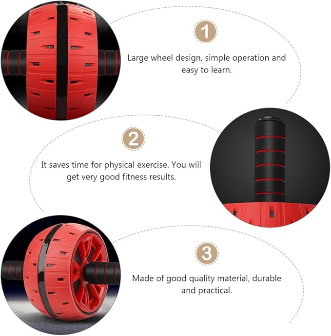 NOLITOY Abdominal Wheel Ab Roller with Knee Pad, Crimson Exercise Roller Wheel for Core Strength Training and Muscle Toning at Home