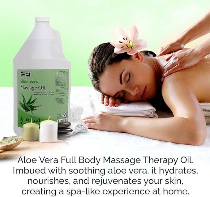PRONAIL - Massage Oil, Aloe Vera, 128 Oz - Professional Full Body Massage Therapy, Manicure, Pedicure - Relax Sore Muscles and Repair Dry Skin, Enhanced with High Absorption Oils and Vitamin E