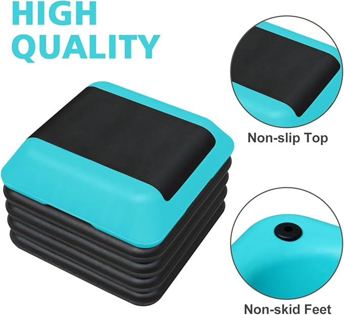 Height-Adjustable Step Aerobics Platform Fitness Equipment Stepper Trainer Exercise Step Platform with 4 Riser