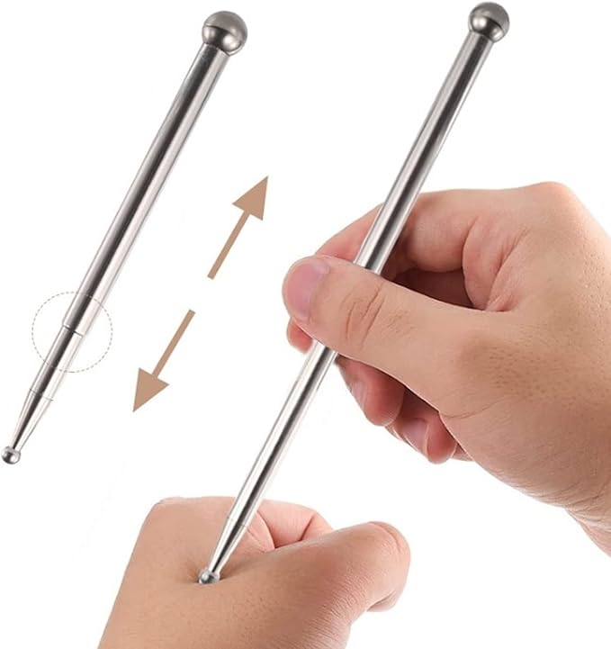 Agatige Acupuncture Pens, Stainless Steel Deep Tissue Massage Tool 13cm to 18cm Telescopic Manual Acupuncture Massage Pen for Full Body Meridian Pain Relief