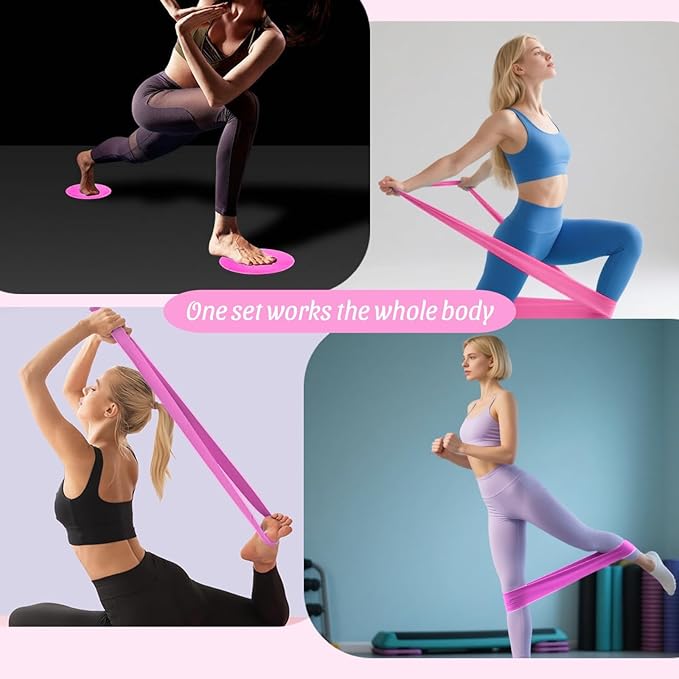 JITUIHOM Pilates Equipment Kit for Home Workout - Complete Ring and Ball Set with Core Sliders, Adjustable Ankle/Wrist Weights, and Resistance Bands for Women